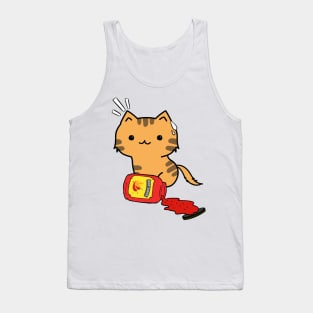 Funny Orange Cat Spilled Hot Sauce Tank Top